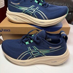Size 10 - Asics Gel Nimbus 26 Blue Expanse Aurora Green W
